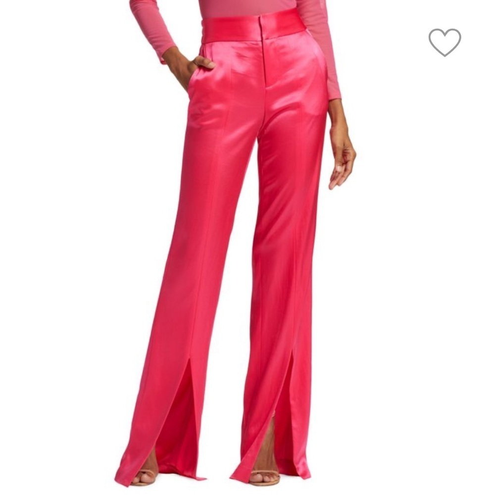 NWT Alice + Olivia Elegant Pink Women's satin Pants - Picture 2 of 13
